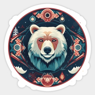 Grizzly Bear in Ornmament , Love Bears Sticker